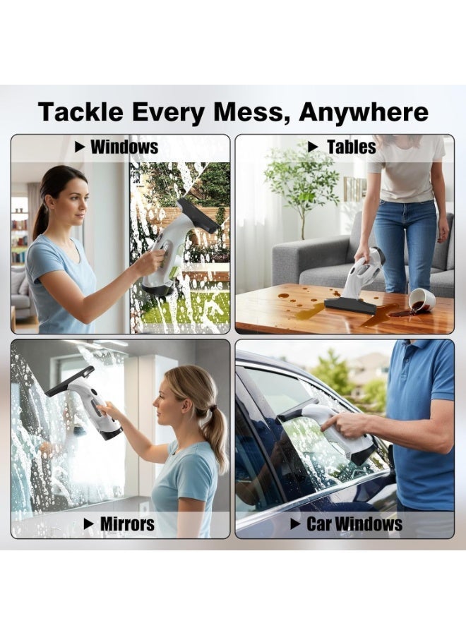 KORAX Window Vacuum Squeegee Cordless, 2000Pa Electric Window Cleaner Tool with 2200mAh & 150ml Water Collection Tank, Window Cleaning Kit Shower Squeegee for Glass Doors, Windows, Mirrors, Car (White) - Image 4